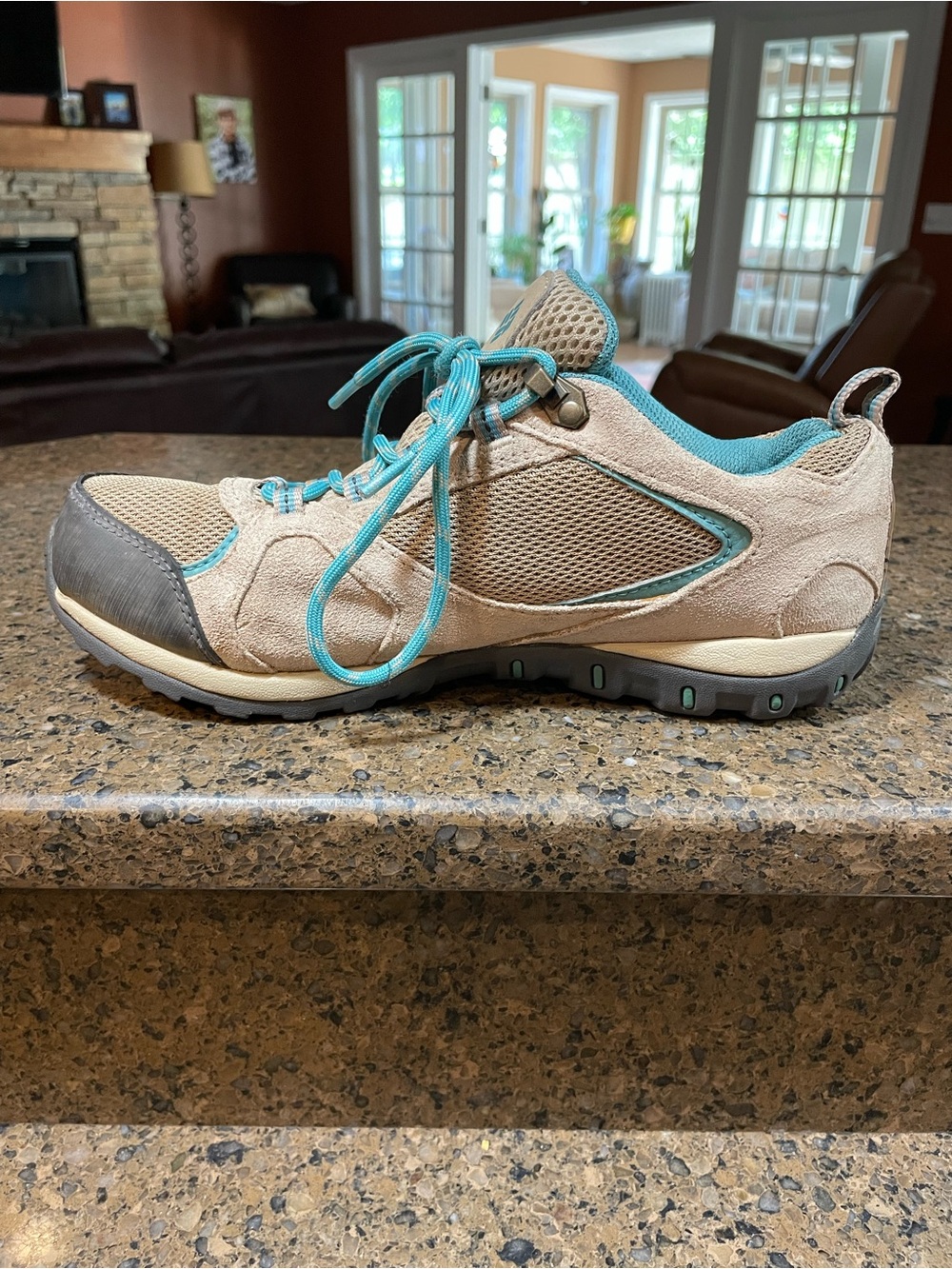 Columbia Access Point II Women 7.5 Tan & Teal Waterproof Hiking Shoe Extra Laces - Picture 2 of 10